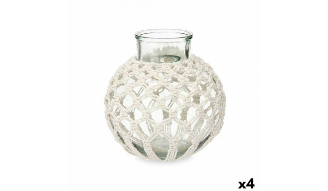 Vase Gift Decor 75095 75095 White Transparent Cloth Glass Macrame 25 x 26,5 x 25 cm (4 Units)