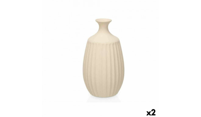 Vaas Gift Decor 223-C 223-C Beež Keraamiline Triibud 21 x 39 x 21 cm (2 Ühikut)