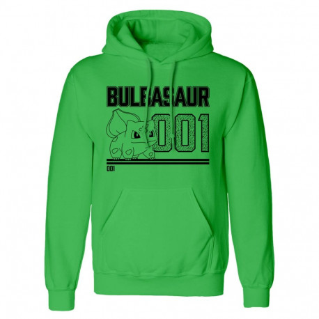 Unisex Hoodie Pokémon Bulbasaur Line Art Green - L