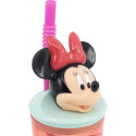 Glāzi ar Salmiņu Minnie Mouse CZ11337 Rozā 360 ml 3D