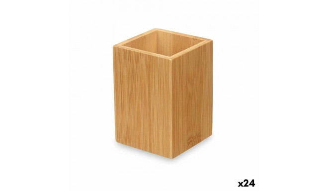 Zobu birstu turētājs Dabisks Bambuss Plastmasa 6,8 x 9,7 x 6,8 cm (24 gb.)