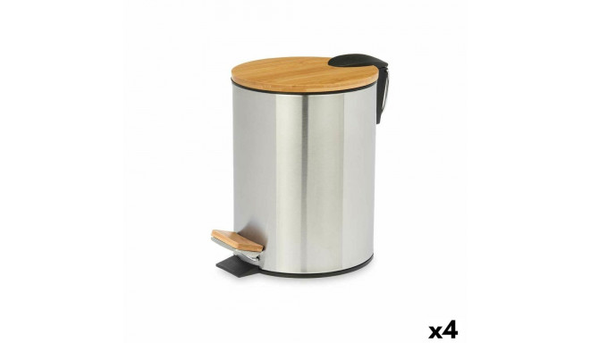 Pedal bin Brown Silver Bamboo Stainless steel 5 L (4 Units)