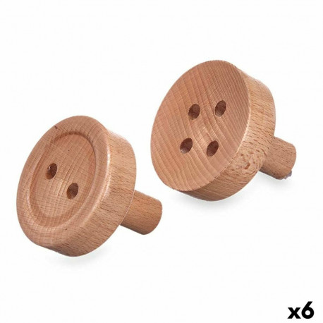 Hangers Gift Decor HA19YHYX0060 HA19YHYX0060 Brown Wood Buttons Set 2 Pieces (6 Units)