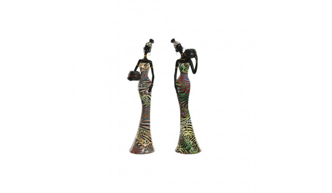 Decorative Figure Home ESPRIT Multicolour African Woman 10 x 7,5 x 38,5 cm (2 Units)