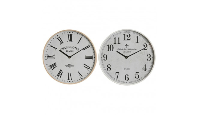 Wall Clock Home ESPRIT White Crystal MDF Wood 40 x 4,5 x 40 cm (2 Units)