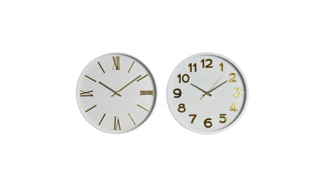 Wall Clock Home ESPRIT White Golden PVC 30 x 4 x 30 cm (2 Units)