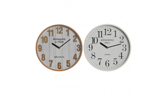 Wall Clock Home ESPRIT White Crystal MDF Wood 32 x 4,5 x 32 cm (2 Units)