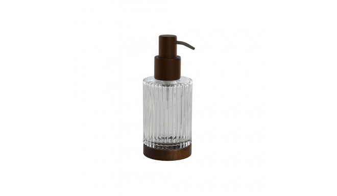 Soap Dispenser Home ESPRIT Brown Transparent Aluminium Crystal Acacia 8 x 7,5 x 18,5 cm