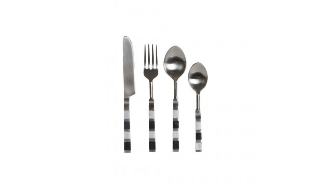 Cutlery DKD Home Decor Black Silver Resin Stainless steel 4,5 x 1,5 x 22 cm 16 Pieces