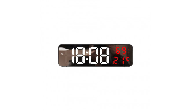 Electronic wall clock with date and temp. red MDBLC