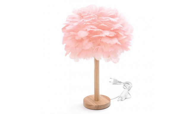 Table lamp bedside feather Art Deco rose pink CBDPH