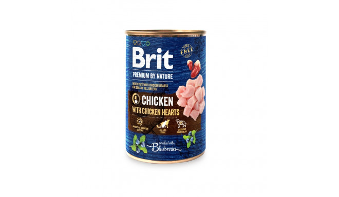 Brit Premium by Nature konserv Chicken with Hearts koertele 400g