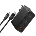 Baseus GaN5 Pro GaN nabíječka 2x USB-C / USB-A 160W - černá + USB-C - USB-C 240W kabel - černá