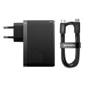 Baseus GaN5 Pro GaN nabíječka 2x USB-C / USB-A 160W - černá + USB-C - USB-C 240W kabel - černá