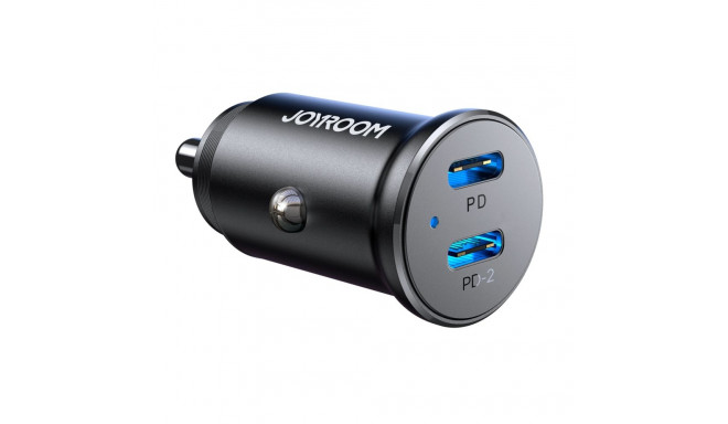 Joyroom JR-CCN06 30W 2x USB-C mini car charger metal - black