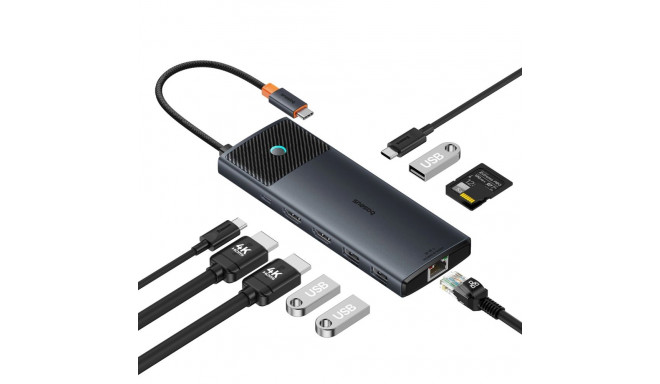 HUB 10in1 Baseus Metal Gleam Series USB-C to USB-C PD / USB-C / 3x USB-A / 2x HDMI / RJ-45 / SD / TF