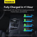 Baseus Enjoyment Pro USB-C (samice) / Lightning (samec) 60W nabíječka do auta - černá