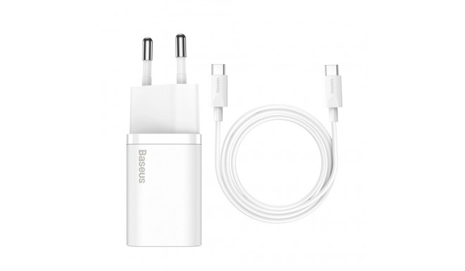 Baseus Si USB-C 25W 3A fast charger with USB-C / USB-C 1m cable - white