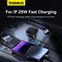 Baseus Enjoyment USB-A nabíječka do auta s USB-C / Lightning 60W kabelem - černá