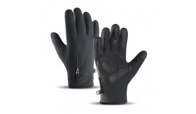 Anti-slip winter phone sports gloves (size XL) - black