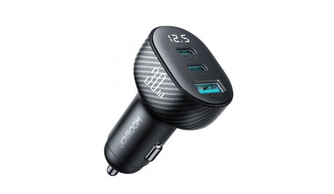 Joyroom JR-CCD04 30W 2x USB-C USB-A car charger with display - black