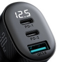 Joyroom JR-CCD04 30W 2x USB-C USB-A nabíječka do auta s displejem - černá