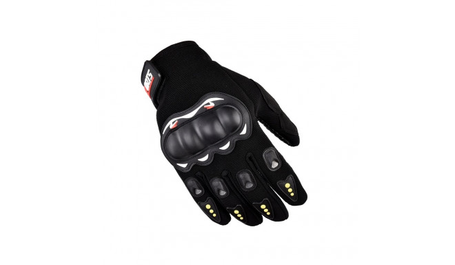 Motorcycle phone gloves with knuckle protector – black