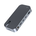 HUB Choetch M52 USB-C - USB-C PD/USB-C/USB-A/HDMI/VGA/DP/SD/TF/RJ45/AUX - šedý