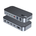 HUB Choetch M52 USB-C - USB-C PD/USB-C/USB-A/HDMI/VGA/DP/SD/TF/RJ45/AUX - šedý