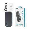 HUB Choetch M52 USB-C - USB-C PD/USB-C/USB-A/HDMI/VGA/DP/SD/TF/RJ45/AUX - šedý