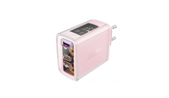 Acefast charger GaN 65W 3 ports (1xUSB, 2xUSB C) pink (A45)