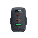 Acefast nabíječka GaN 65W 3 porty (1xUSB, 2xUSB C PD) UK zástrčka černá (A44)