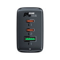 Rychlá nabíječka Acefast GaN (2xUSB-C / USB-A) PPS / PD / QC4+ 65W černá (A41)