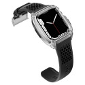 Kingxbar CYF148 2v1 odolné pouzdro pro Apple Watch SE, 6, 5, 4 (44 mm) z nerezové oceli se stříbrným