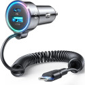 Rychlá nabíječka do auta Joyroom 3 v 1 s kabelem USB typu C 1,6 m 60 W černá (JR-CL07)