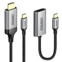 Choetech kit adapter HUB USB Type C - HDMI 2.0 (3840 x 2160 @ 60Hz) gray (HUB-H12) + USB cable Type 