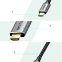 Choetech kit adapter HUB USB Type C - HDMI 2.0 (3840 x 2160 @ 60Hz) gray (HUB-H12) + USB cable Type 