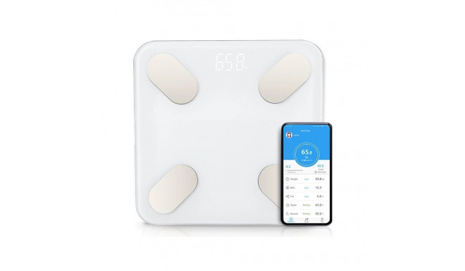 CP B2 Glass Bluetooth Smart Body Scale with Progress Synchronization App Android/iOS (0.1-180kg) Whi