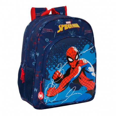 Kooliseljakott Spider-Man Neon Meresinine 32 X 38 X 12 cm