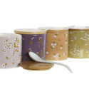 Sugar Bowl DKD Home Decor Green Pink Mustard Lilac Bamboo Dolomite 7,5 x 7,5 x 7,5 cm (4 Units)