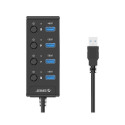 Orico  USB 3.0. Hub with switches, 4x USB (black)