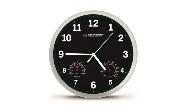 Wall Clock Esperanza EHC016K Black Glass Plastic 25 cm