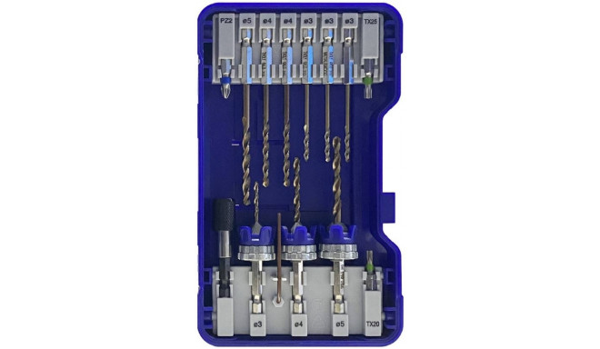 2-in-1 HSS wood/metal drill and countersink bit kits + 6 HSS drill bits + 3 stainless steel bits + a