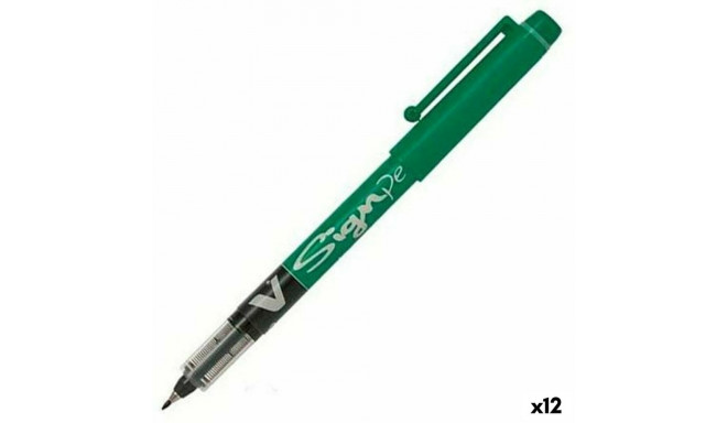 Liquid ink pen Pilot V Sign Green 0,6 mm (12 Units)