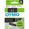 Dymo label printer tape D1 12mmx7m, white/black