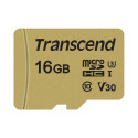 Transcend mälukaart microSDHC 16GB Gold 500S (V30) R95/W60 + adapter