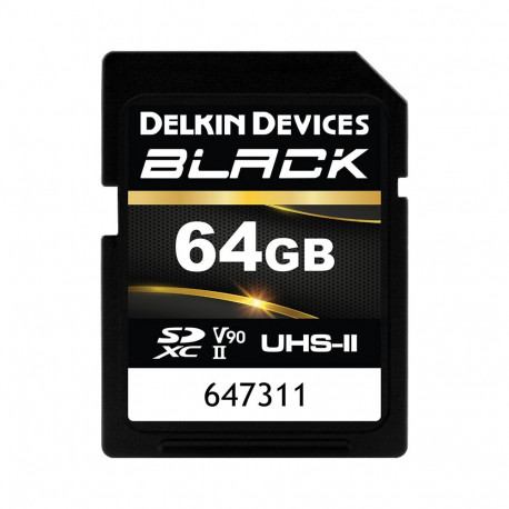 Delkin mälukaart SDXC BLACK vastupidav UHS-II R300/W250 (V90) 64GB, uus