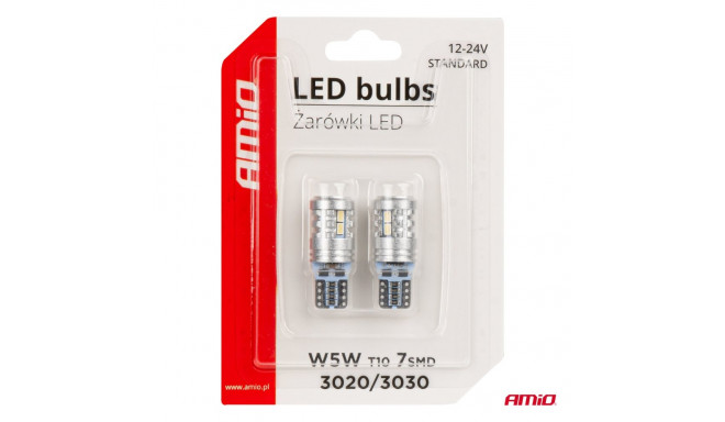 LED canbus T10 W5W 6*3020 1*3030SMD valge 12/24V