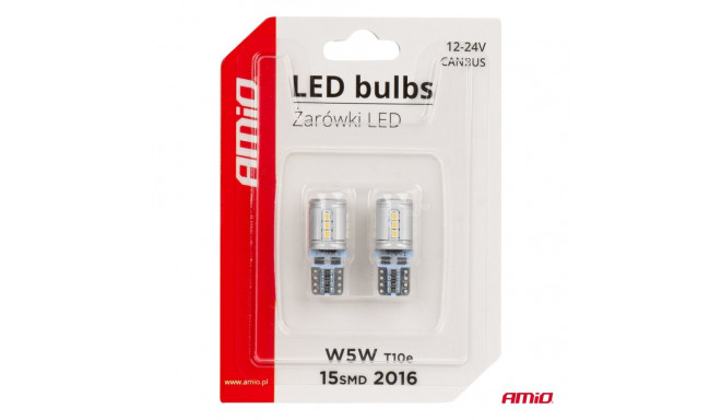 LED pirnid canbus T10e W5W 15* SMD valge 12/24V