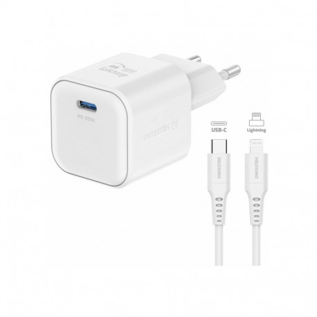 Swissten Travel Charger GaN USB-C 35W PD + Data Cable USB-C - Lightning 1.2m